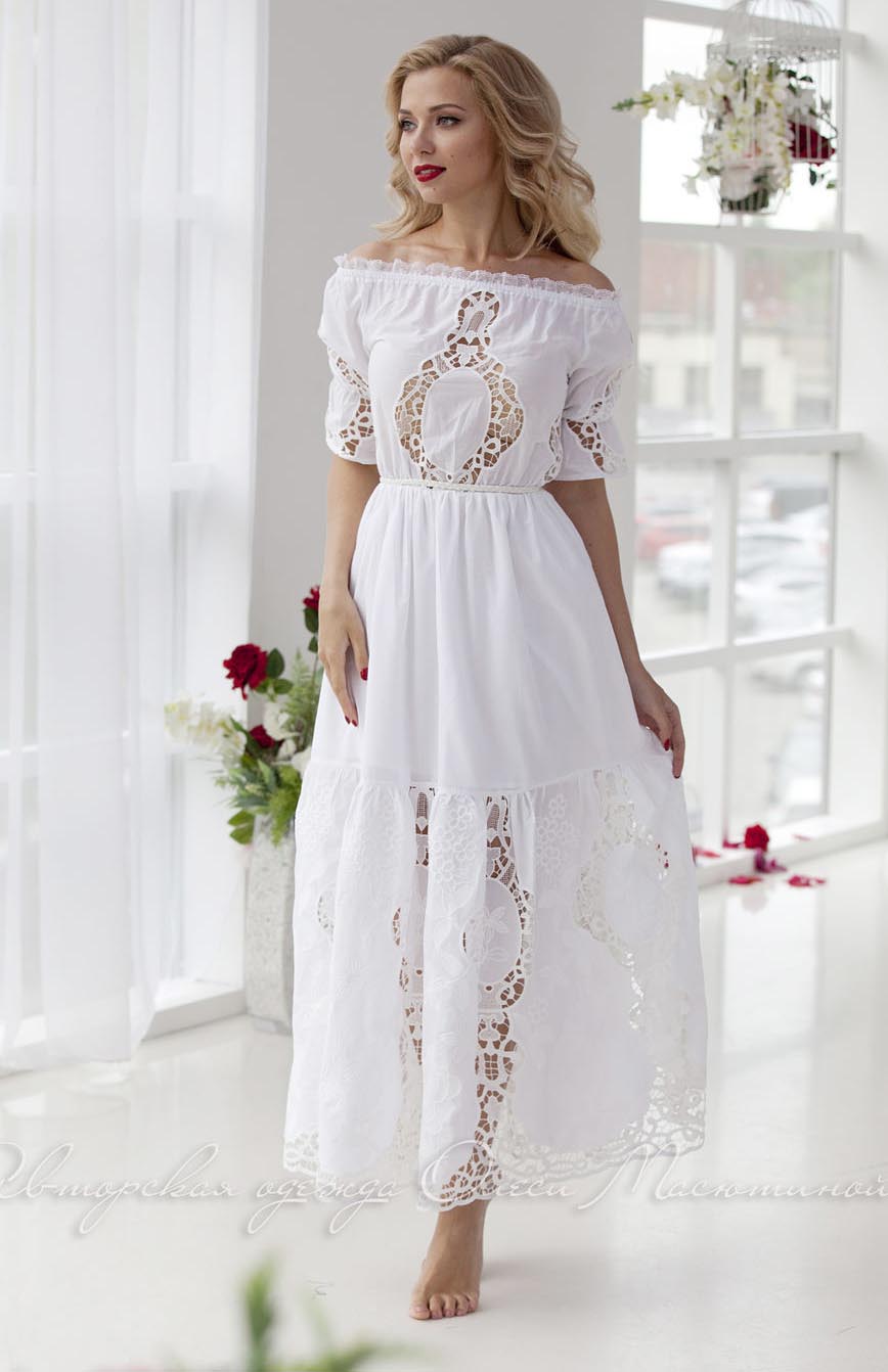 Длинное платье Long Trendy Dress белый код: dr61481-2